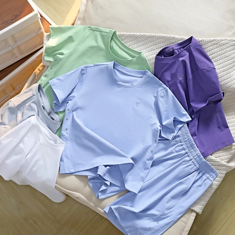 男童夏季新款桑迪棉透气孔速干套装中大童圆领百搭短袖裤子潮6213