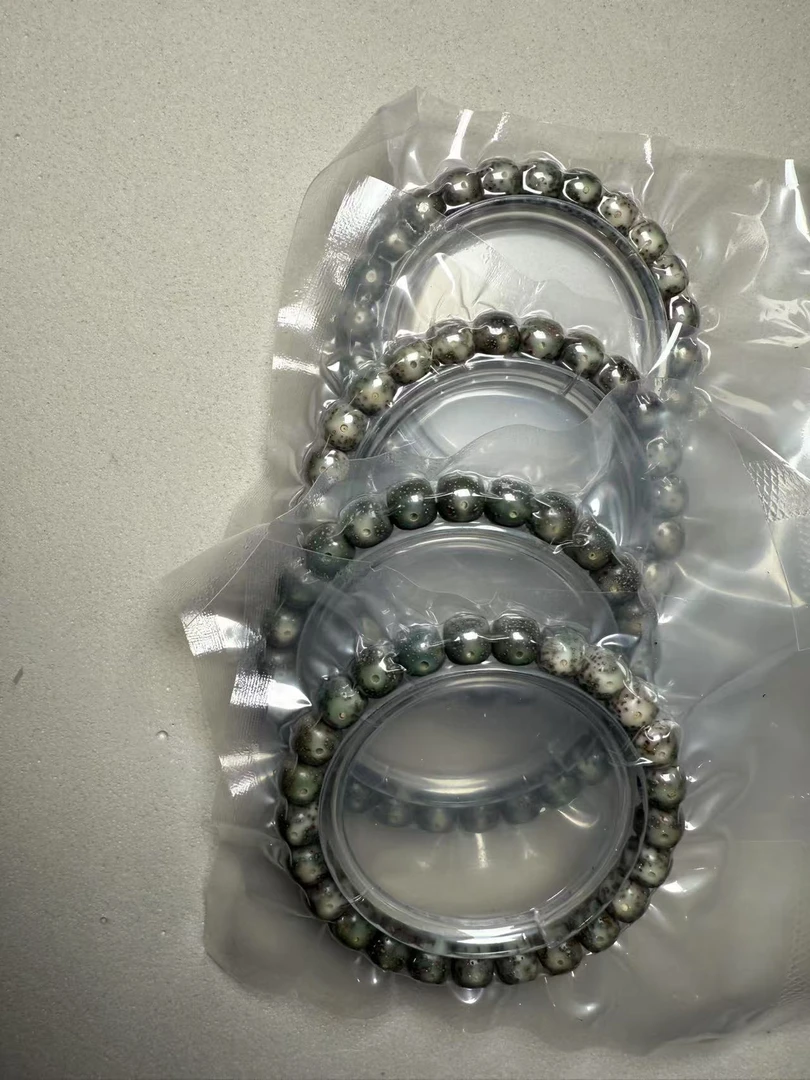 H4净庄阁文玩星月菩提原生态石玉料青花瓷9*8mm未抛光