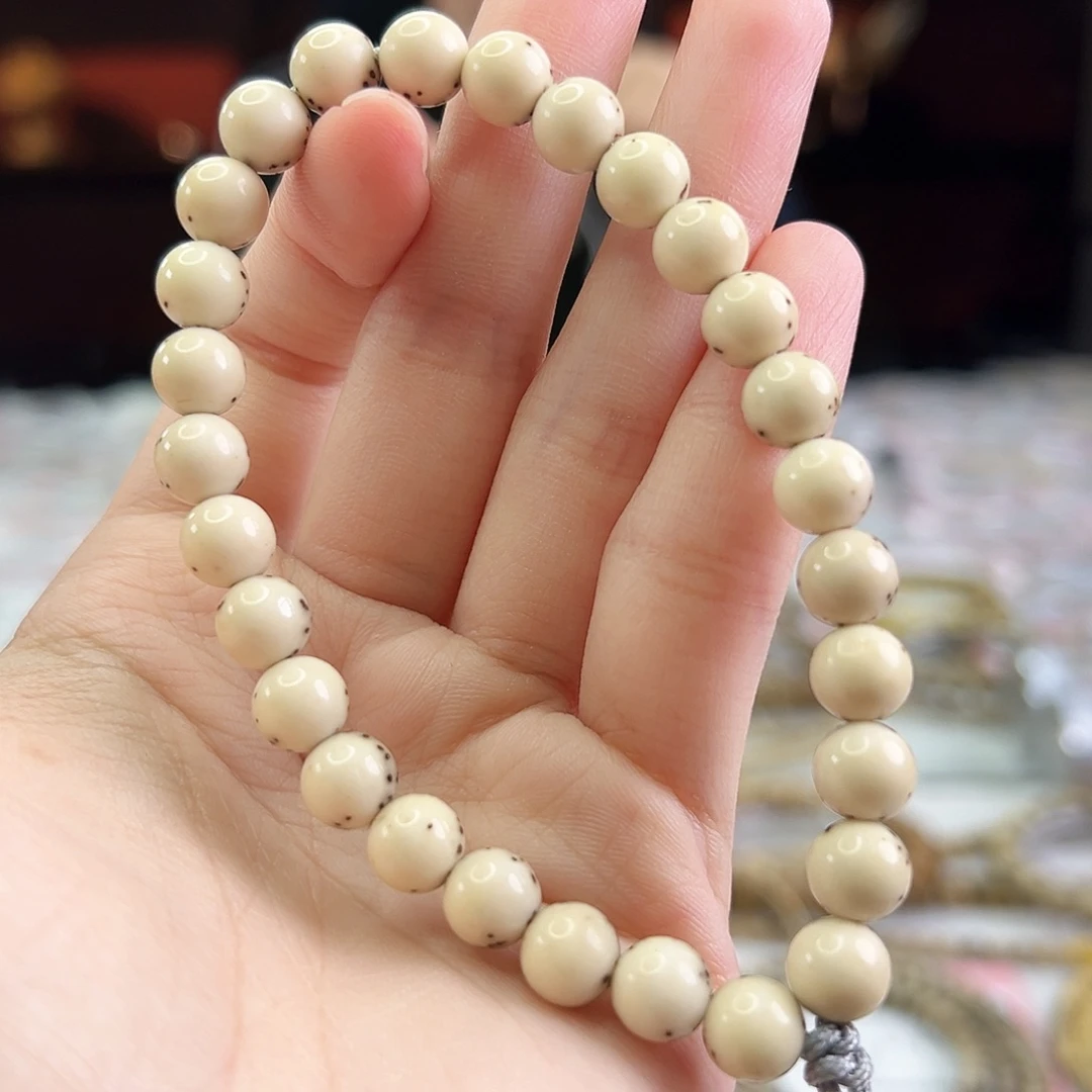 手串星月菩提Fqh8mm龙蛋 三分之二留白 绿背颗粒星