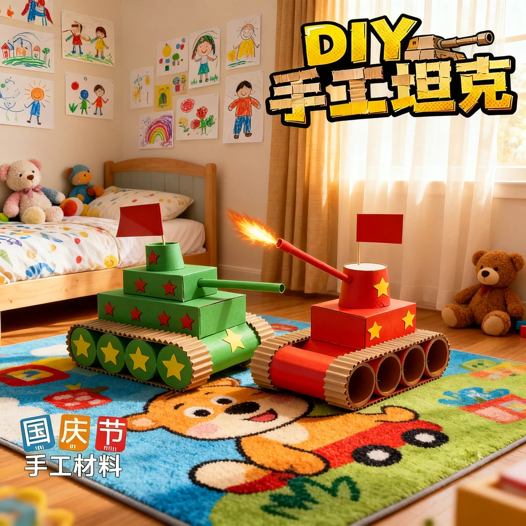 国庆节手工diy坦克材料包幼儿园亲子小男孩玩具变废为宝益智玩具8