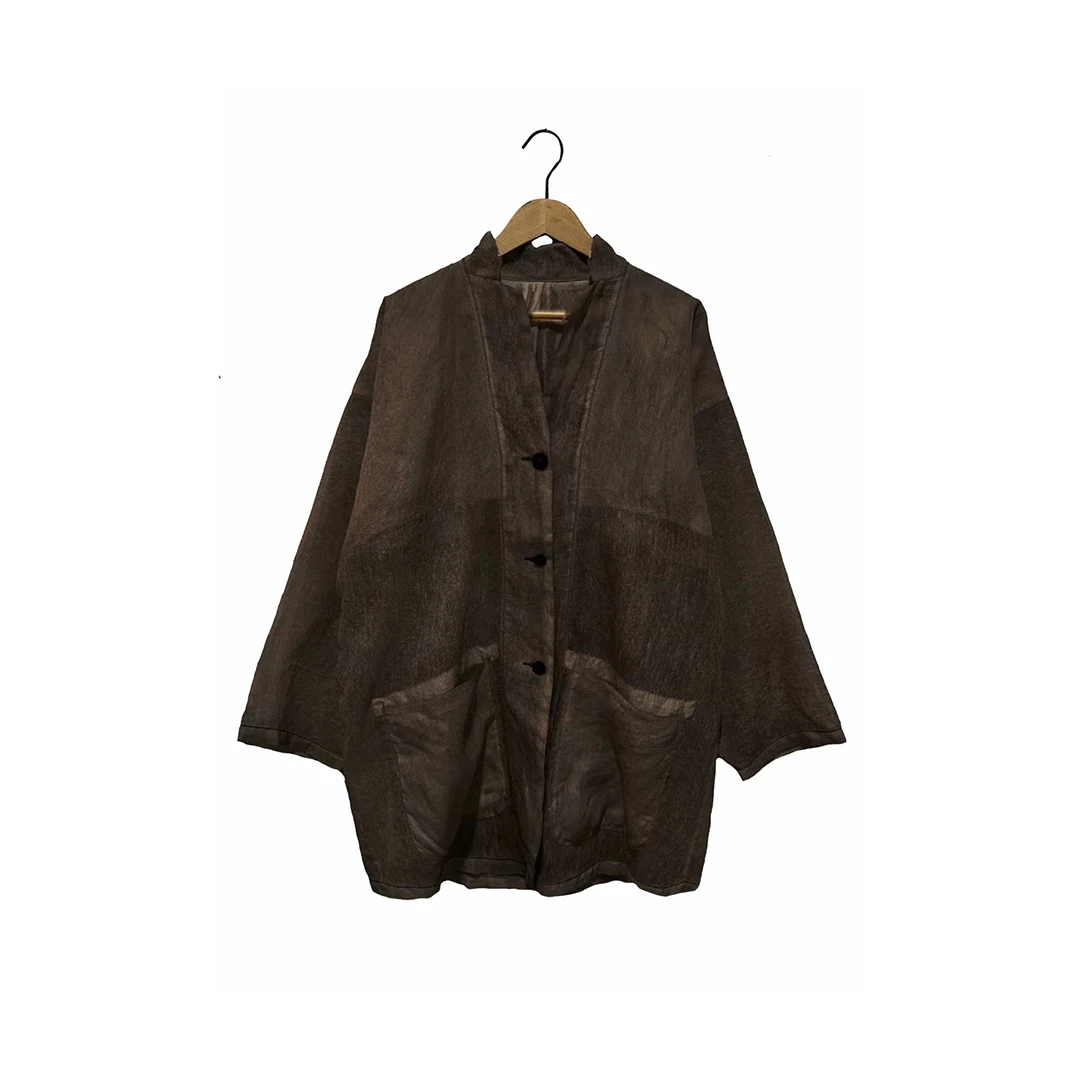 左岸迷香Z25SS9016 布衣分享原创小众春夏复古丝质外套男女同款