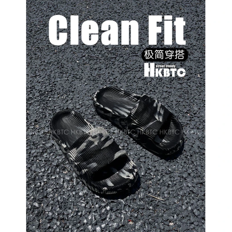 HKBTC 水墨画潮拖鞋  夏季新款外穿男士一字拖轻便耐磨厚底踩屎感