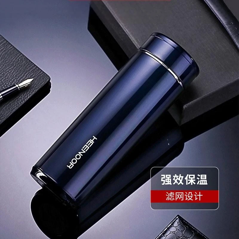 希诺真空保温杯珠光清漆杯身高端商务水杯大容量带滤网泡茶杯7600