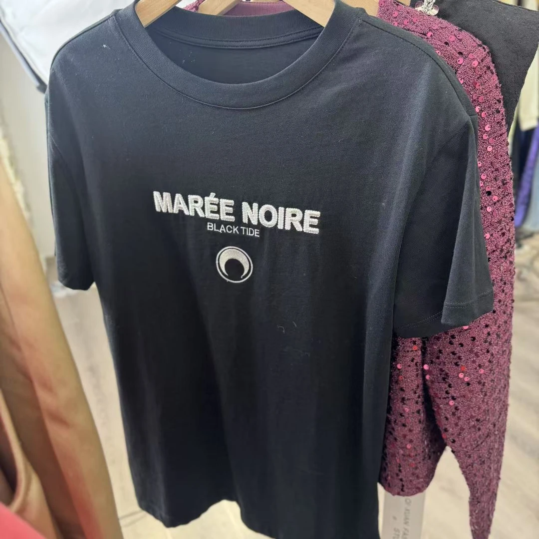 1344潮牌重磅半圆月亮图标白色短袖T恤男女同款上衣