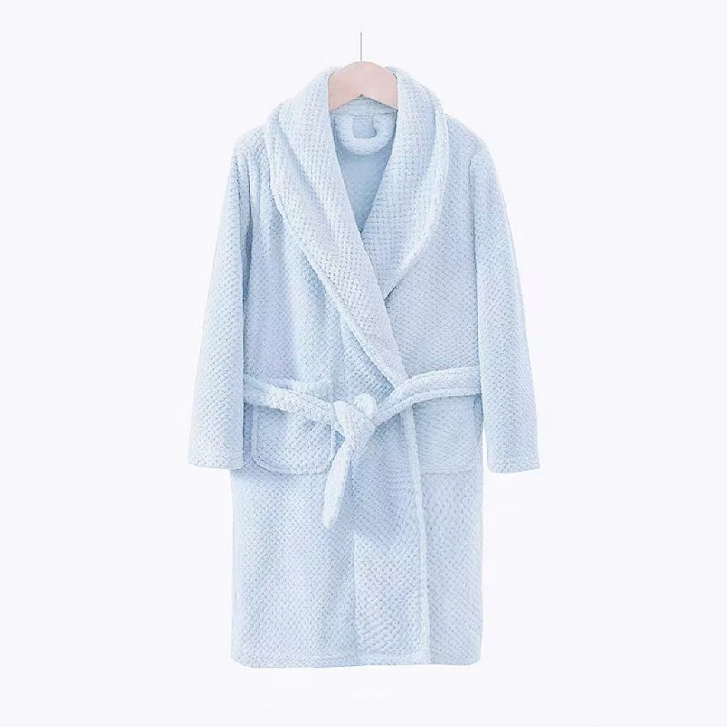儿童菠萝格睡袍珊瑚绒中大童浴袍长款学生家居服家居袍YP001