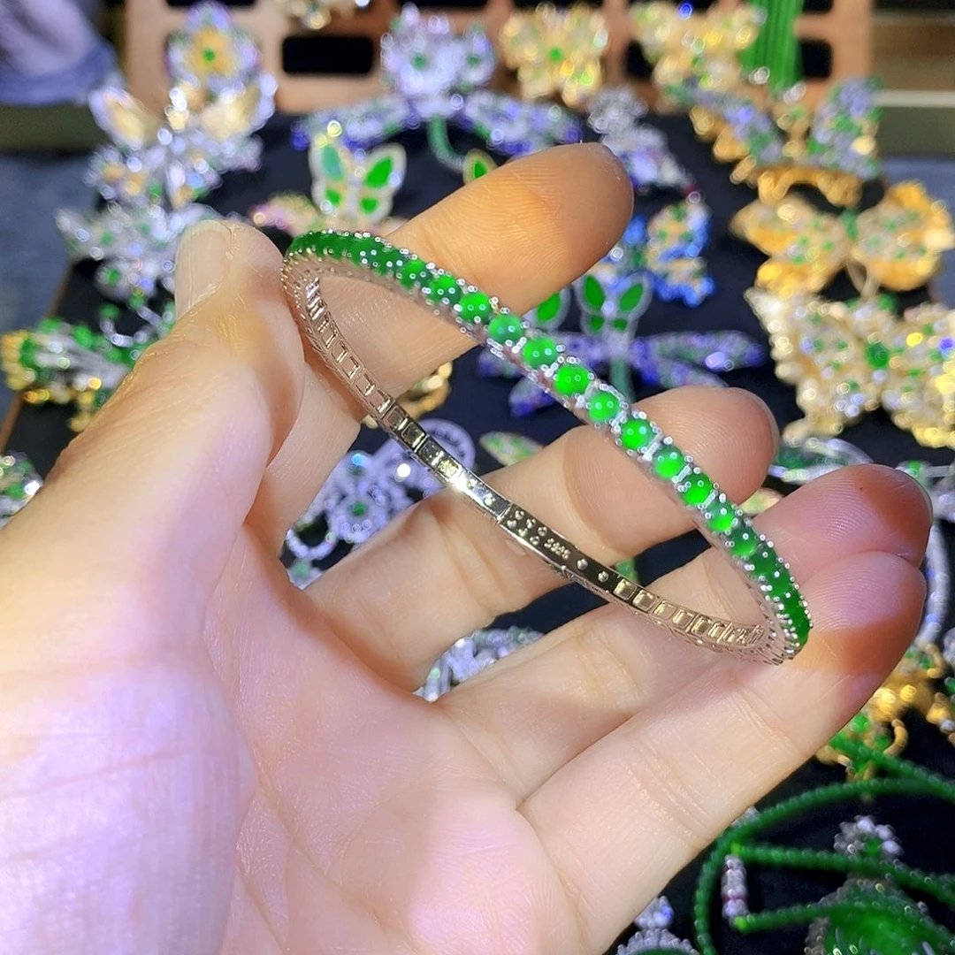 吊坠(不含链)银S925镶嵌翡翠