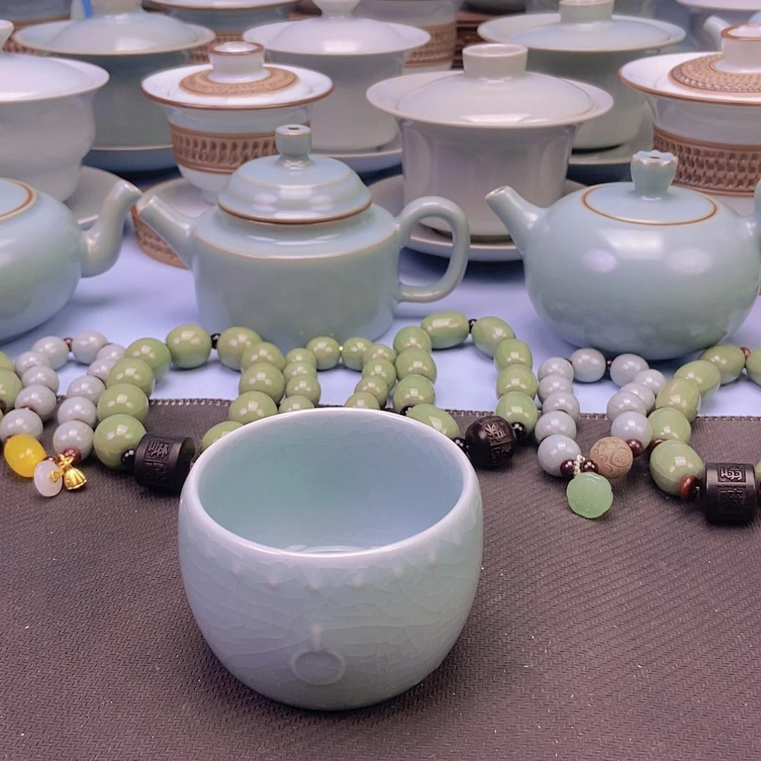 杯天青微蓝鼓杯原矿原釉原产地