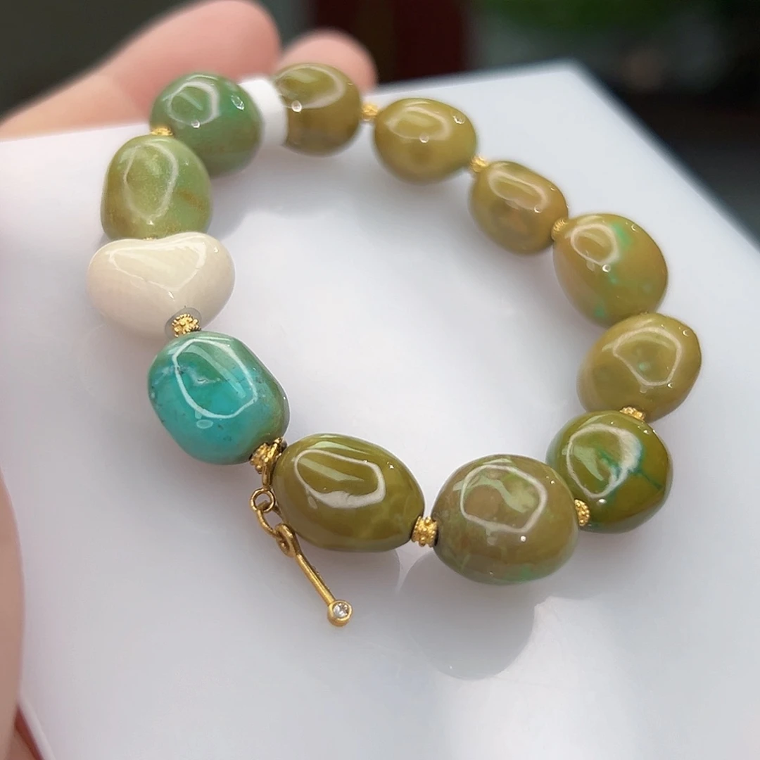 绿松石珠宝奇石18K金镶嵌