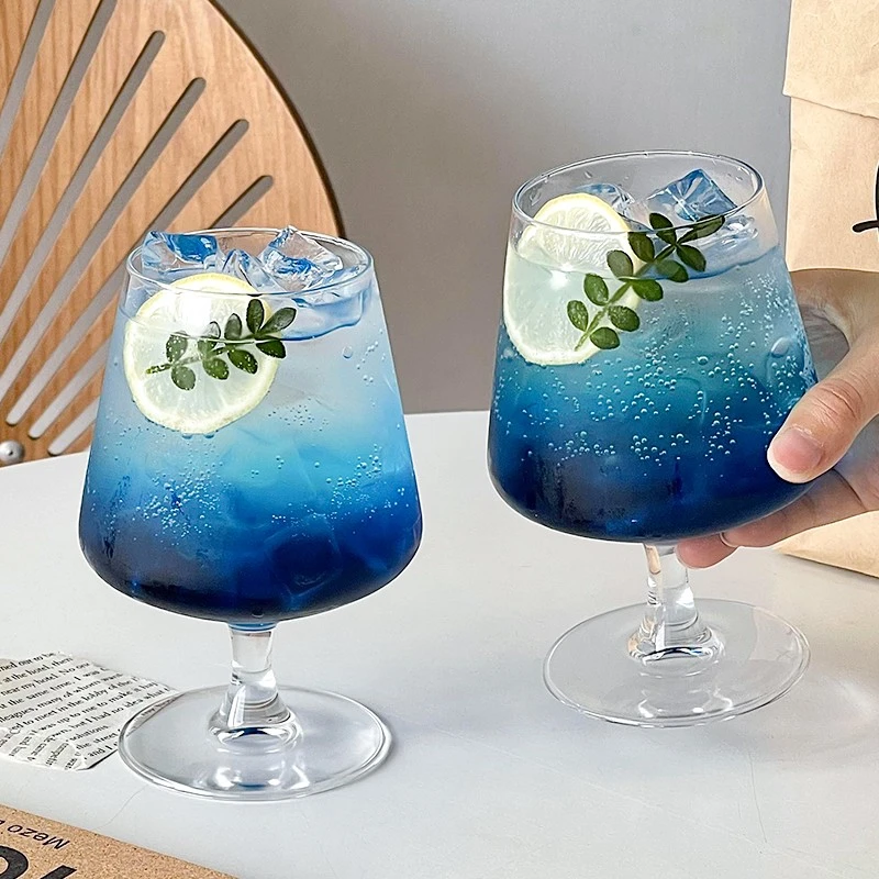 风矮脚玻璃杯鸡尾酒杯饮品杯苏打气泡水杯饮料调酒杯子高级感玻璃