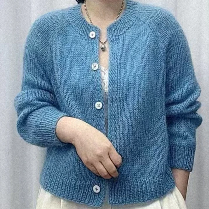 自织插肩圆领开衫羊毛线手工编织柔软舒适一两价格