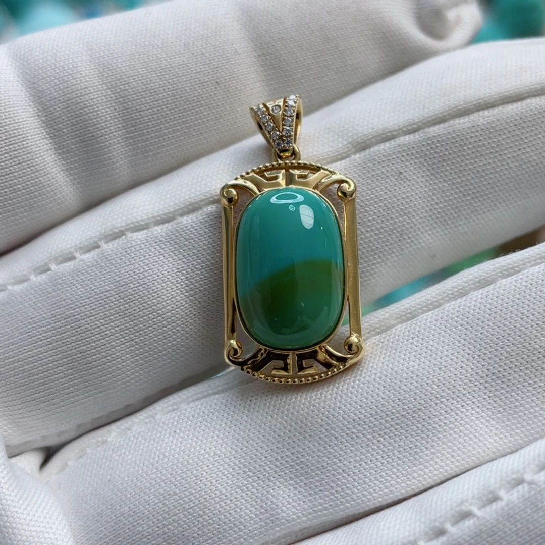 绿松石珠宝奇石18K金镶嵌