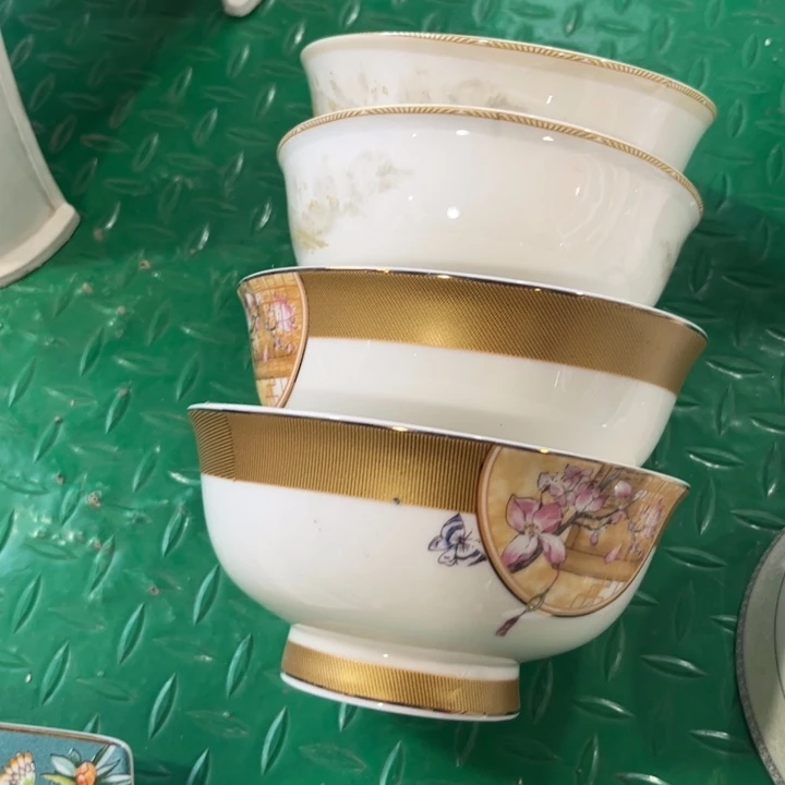 瓷片六寸面碗四个微瑕