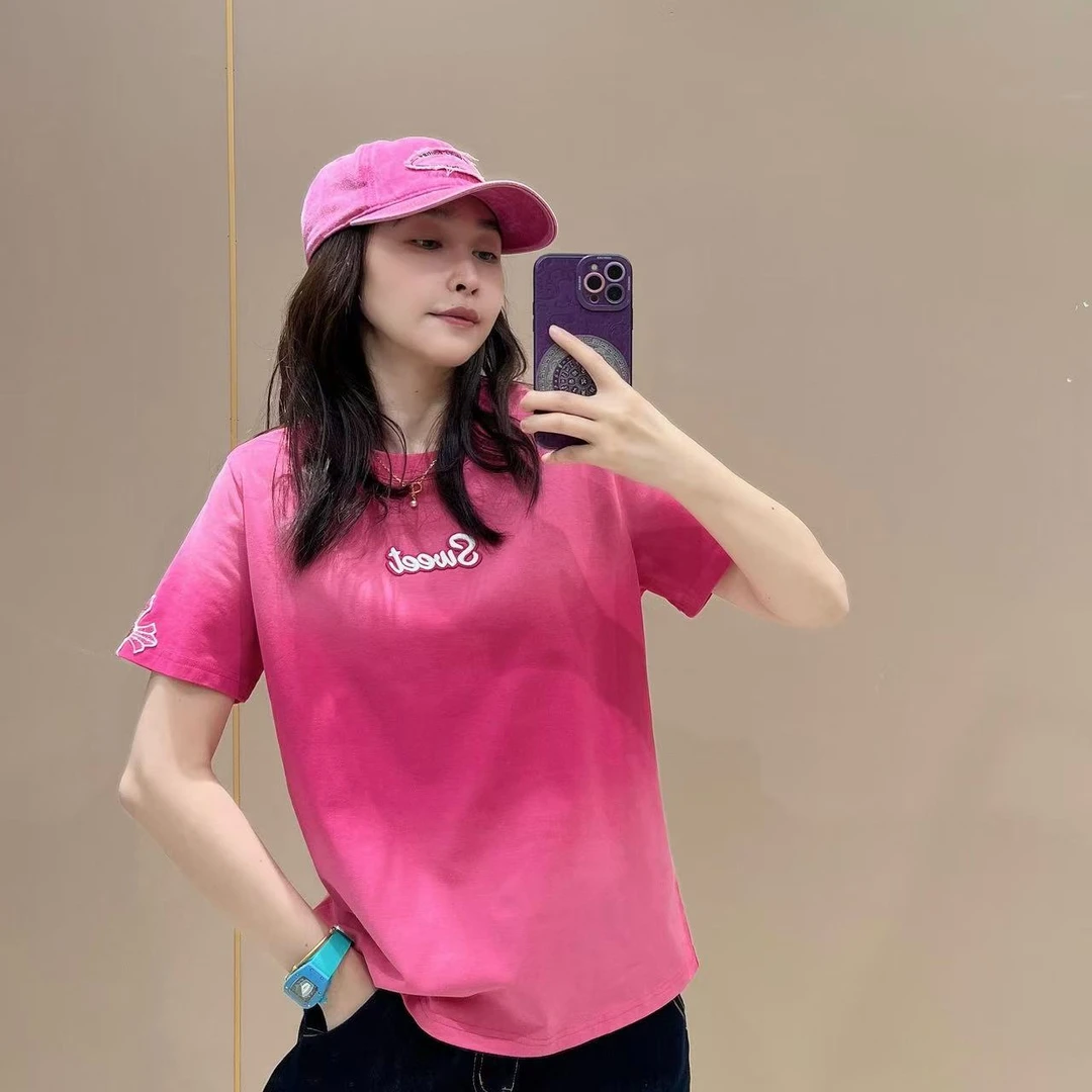 爆款新款创意短袖505095显瘦洋气时尚百搭设计感休闲体恤半袖圆领