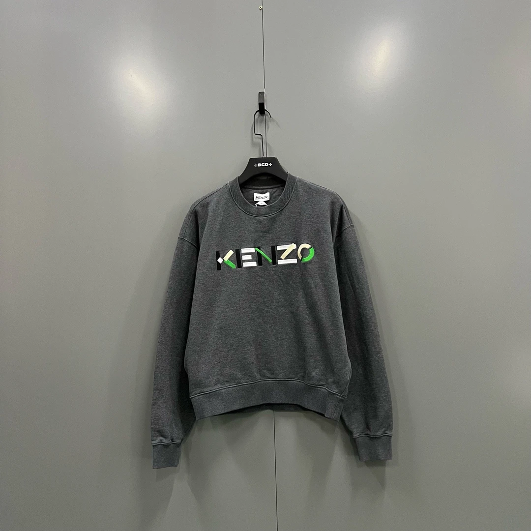 99新 KENZO/肯佐 (ll) 灰色字母刺绣卫衣 M码/016318