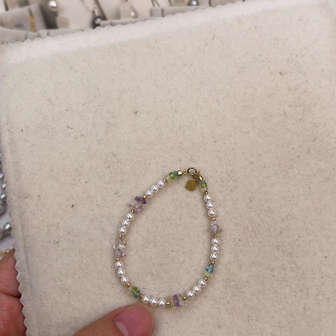 淡水珍珠18K金镶嵌手绳