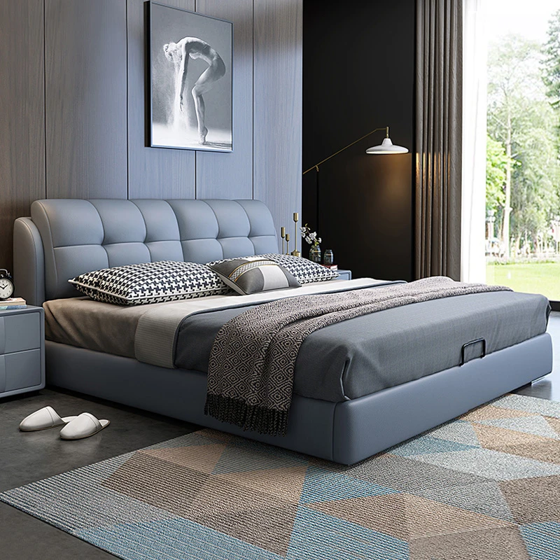 皮床轻奢现代简约主卧双人床1.8米卧室儿童榻榻米婚床软包极简床