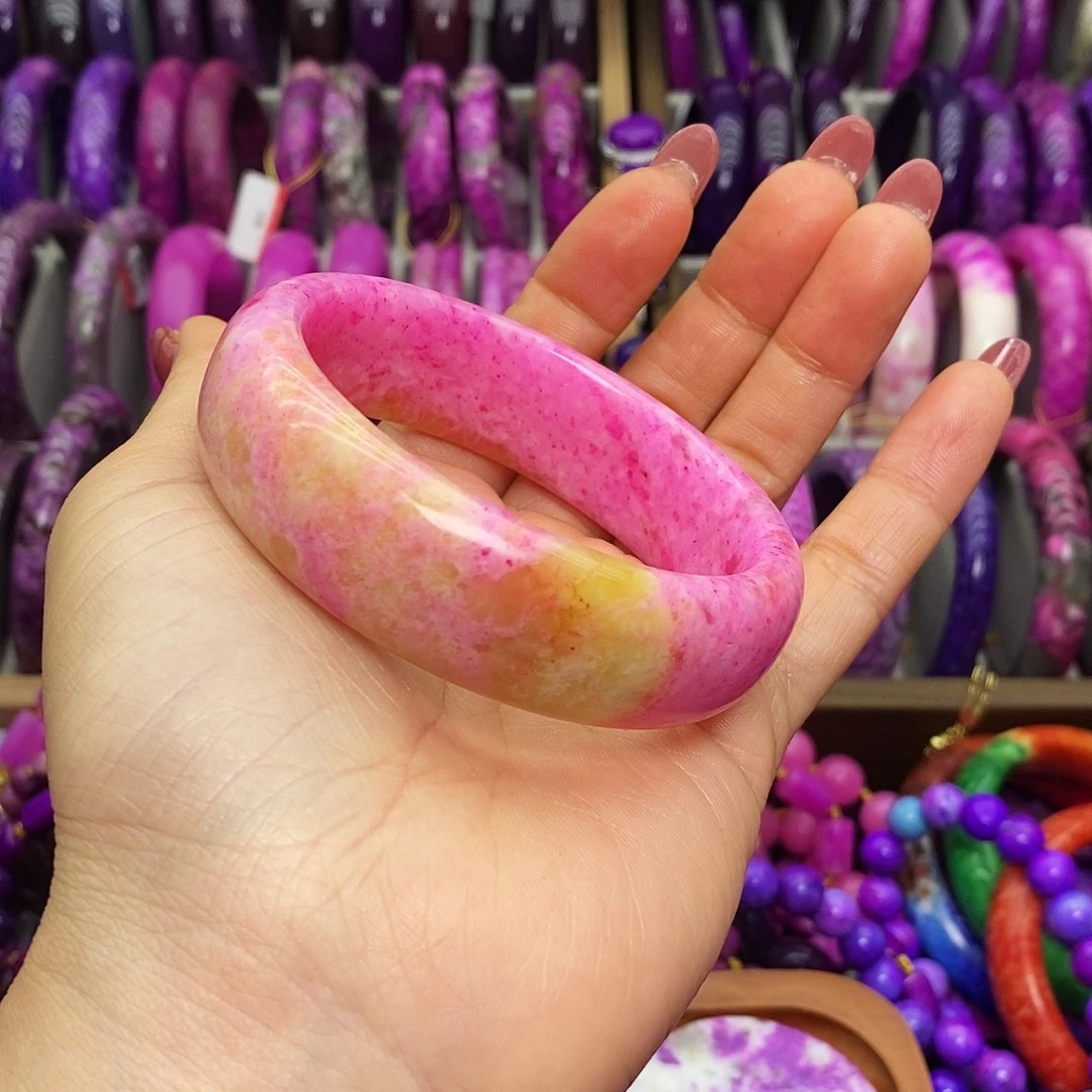 卡***法珐琅非金属猪油冻粉樱花花手镯