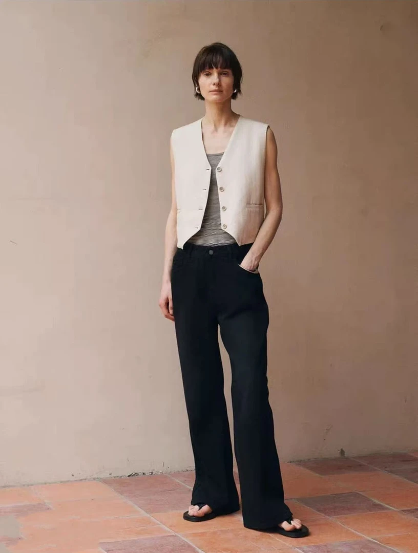 杰瑞【芝兰玉树】老钱风亚麻背心马甲夏款女无袖背心马夹上衣