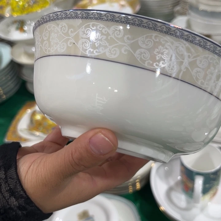 瓷片小资六寸面碗四个微瑕