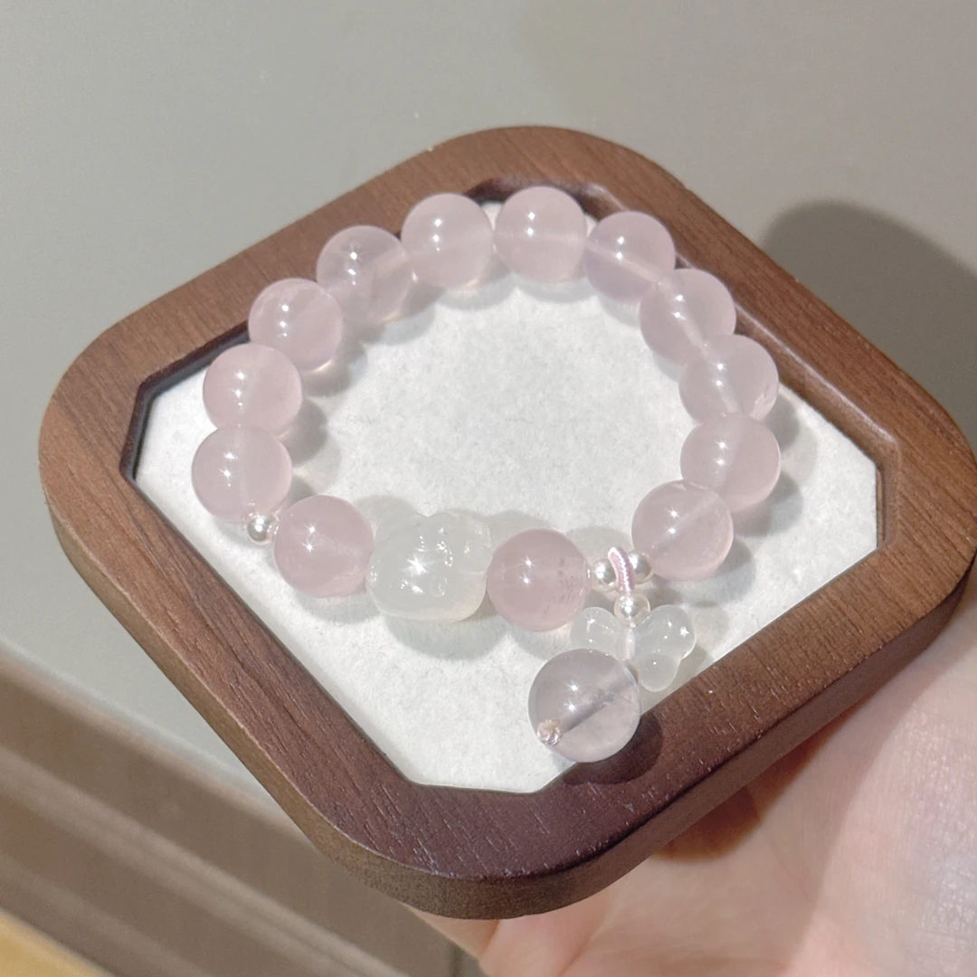 SG3002-［kitty小蝴蝶2.0］粉水晶玉髓手串均有色差瑕多样性发
