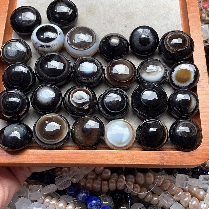 玛瑙/玉髓合金珠宝半成品一个羊白眼