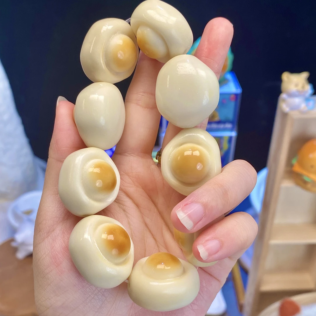 象牙果原果雕刻手工炭烤煎蛋手串美食系列可爱文玩手串