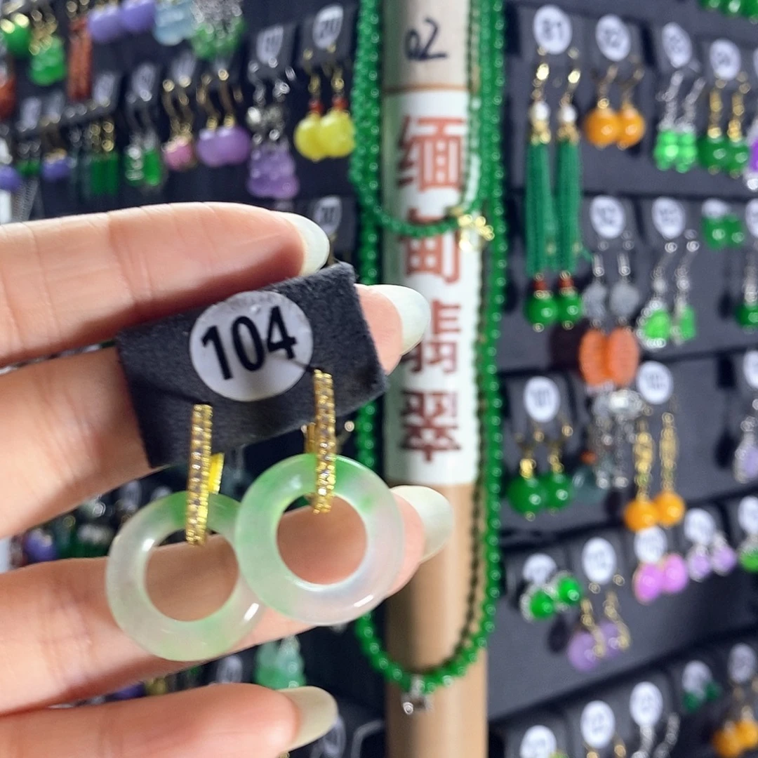 翡翠银S925镶嵌耳饰104