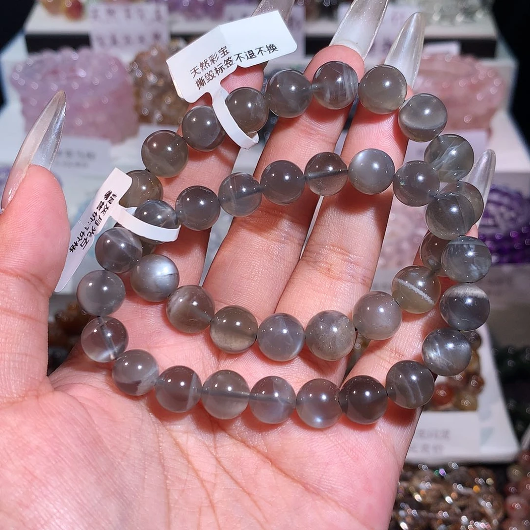 未镶嵌手串水晶（银灰月光10）