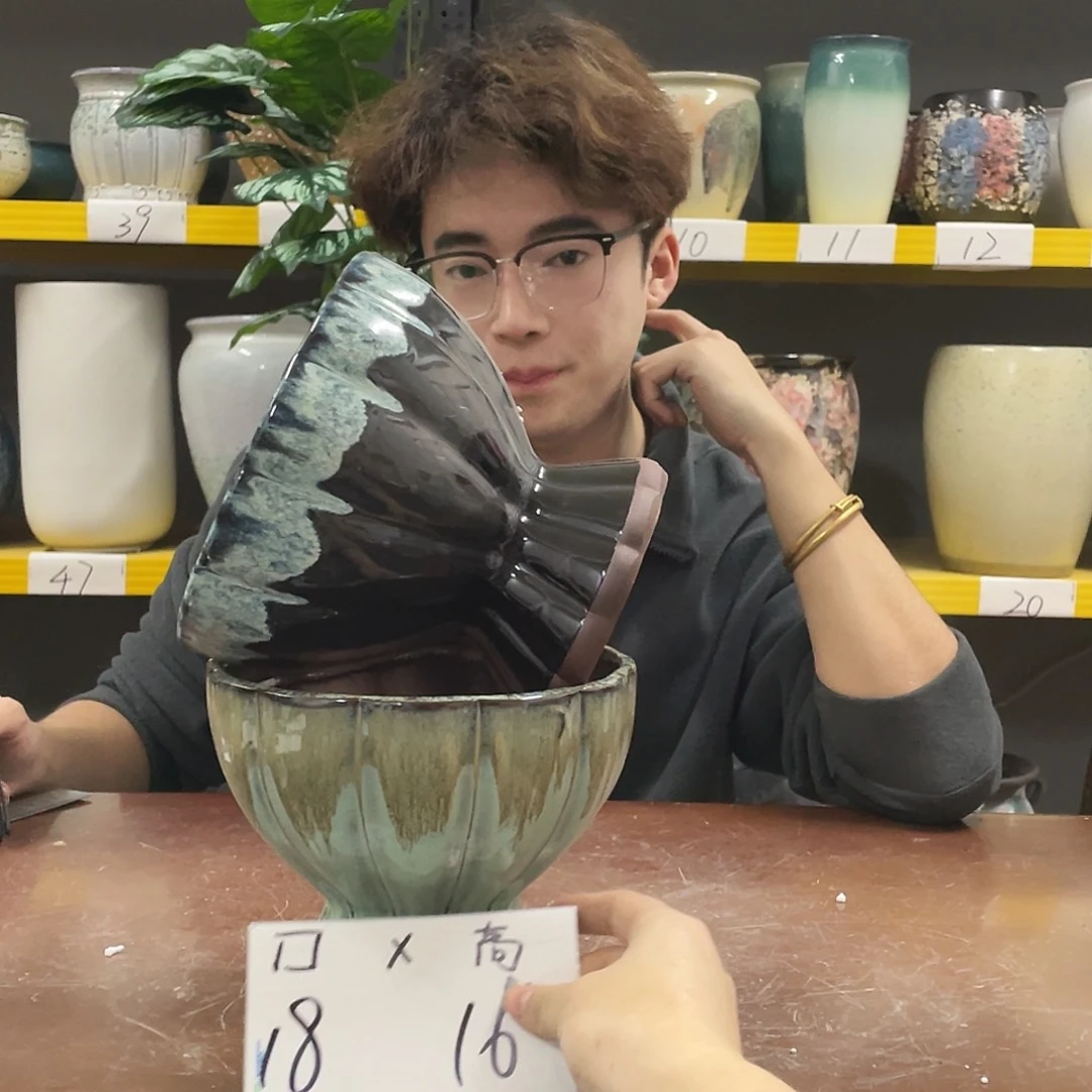 宜兴紫砂粗陶花盆