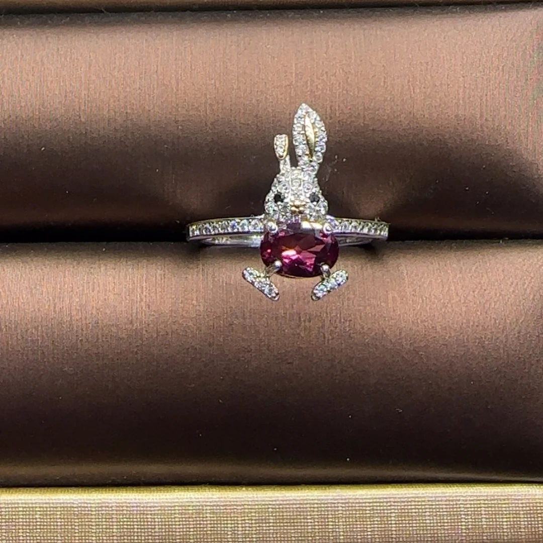 石榴石银S925镶嵌戒指