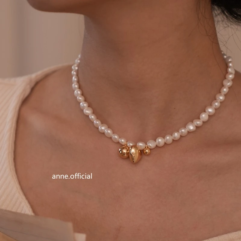 铜合金项链 【白日颂歌】轻奢高级感爱心圆球吊坠 串珠优雅气质项链