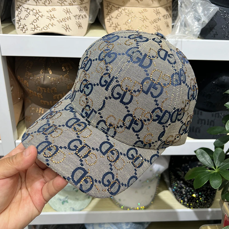 帽子女春夏新款棒球帽男大头围水钻鸭舌帽防晒遮阳帽百搭休闲帽潮
