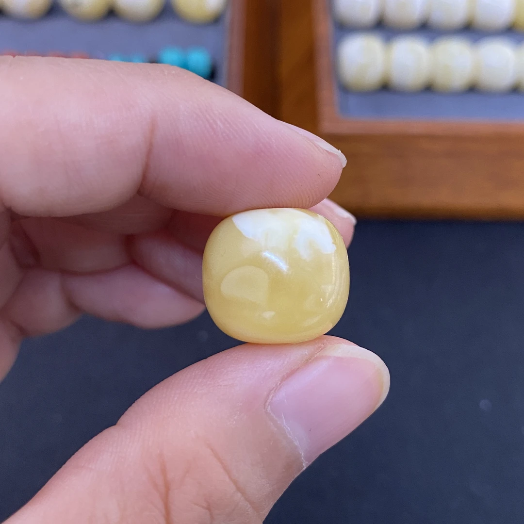 原矿天然蜜蜡老型珠花纹多样蜡质浓郁文玩配饰15.5mm单珠F222飘花