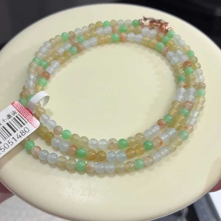 翡翠未镶嵌手链冰胶多宝小米珠卡3.8