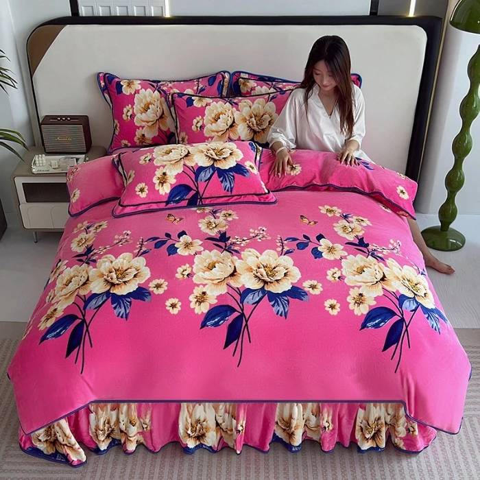 冬季加厚加密牛奶绒四件套抗静电高克重床上用品