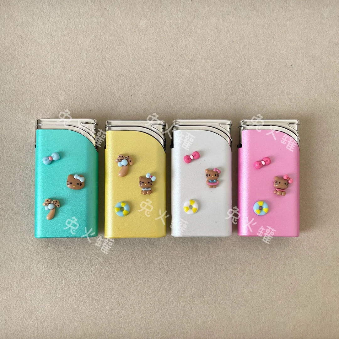 【原创】黑皮kitty度假系列细闪金属外壳防风蓝焰直冲礼物款打火机