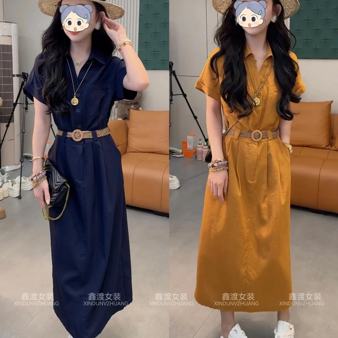 2025夏季新款时尚显瘦气质女士网红洋气连衣裙百搭款D21413