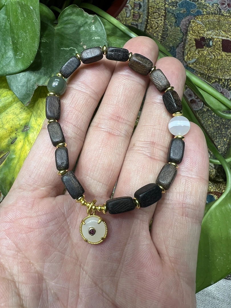 增香沉香木A02黎母山树心油 手工百搭手链 复古 古风 宫廷风