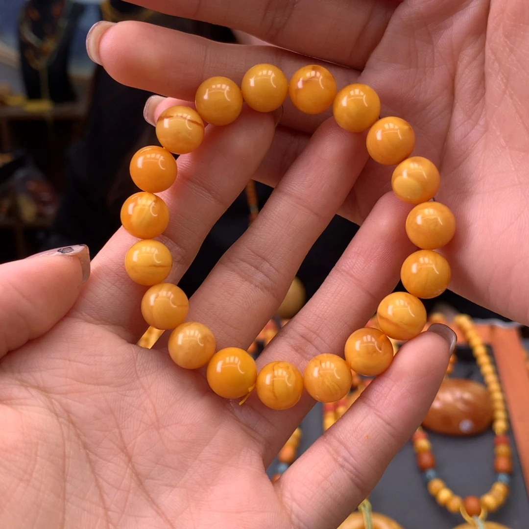 蜜蜡手串未镶嵌天然