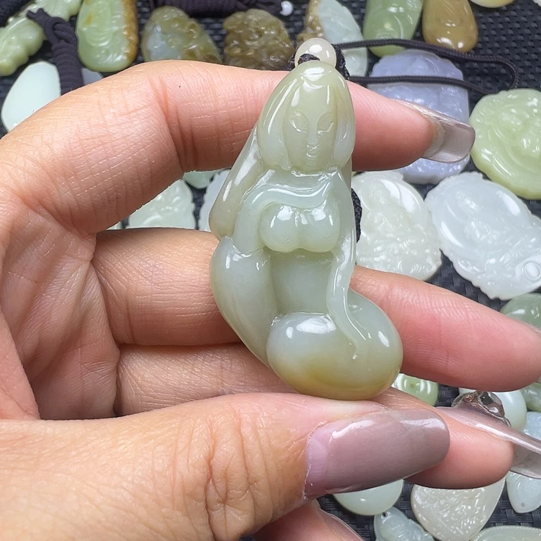 和田玉未镶嵌吊坠(不含链)卡48.5