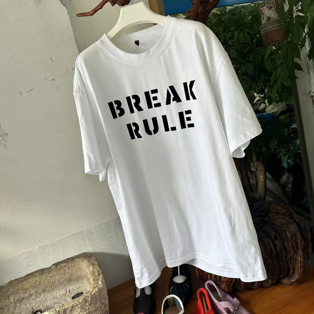 夏季宽松圆领短袖朋克摇滚T恤春夏半袖情侣上衣设计师印花