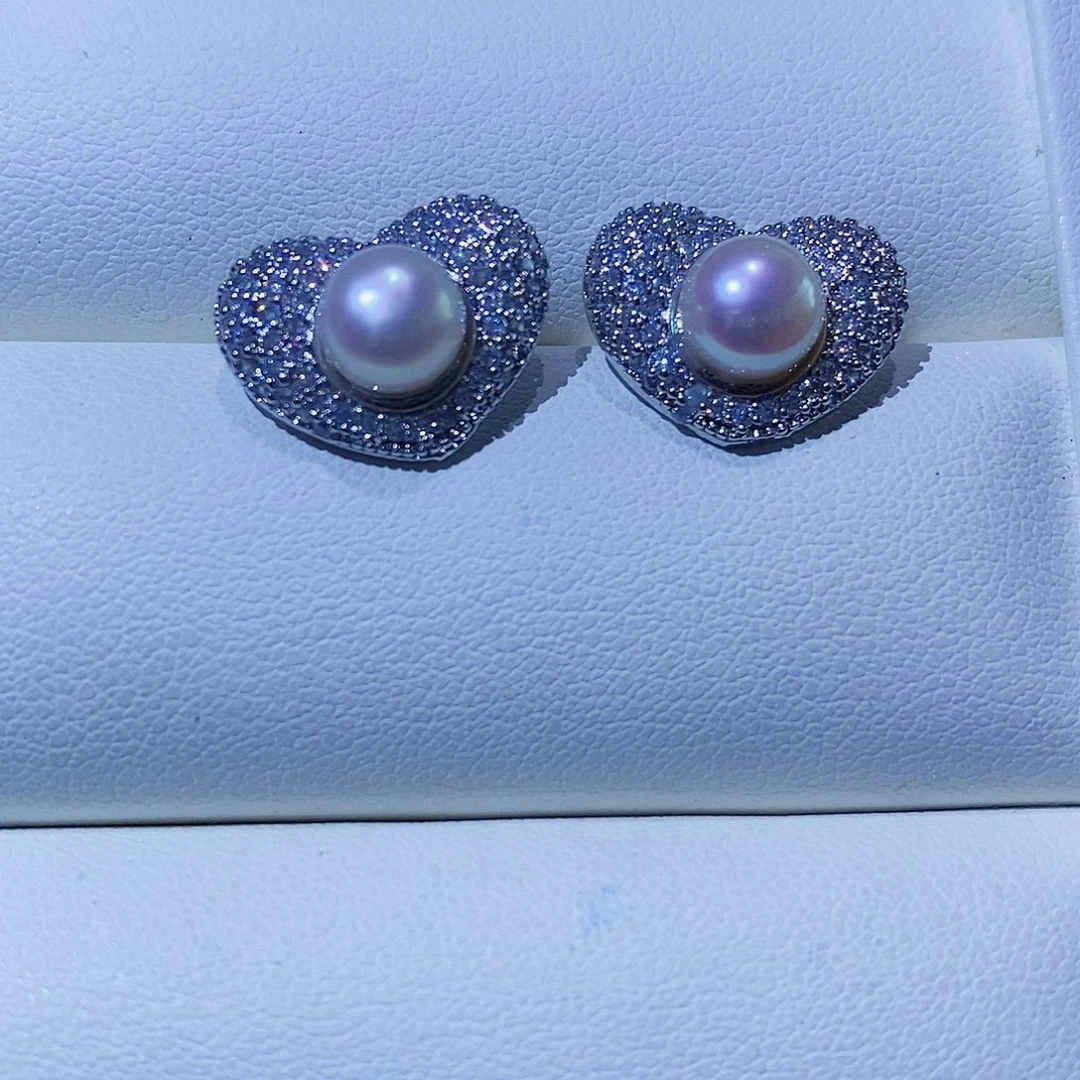 淡水珍珠耳饰银S925镶嵌