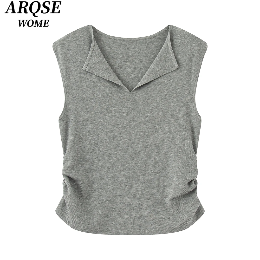 【艾家商场同款】2025夏季新品款百搭衣服V领无袖针织衫上衣1313