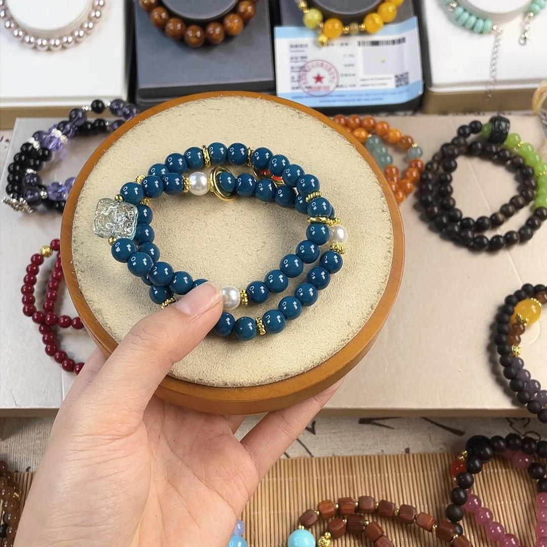 菱锰矿手饰银S925镀金镶嵌