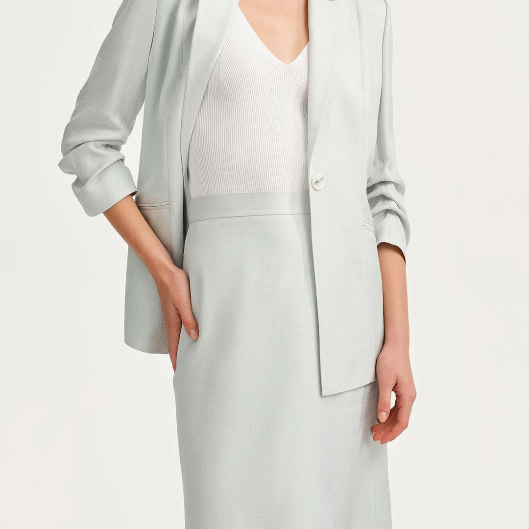 FALMEIG-萝家【醋纤】春夏职场优雅时尚微开衩半裙女Q00600