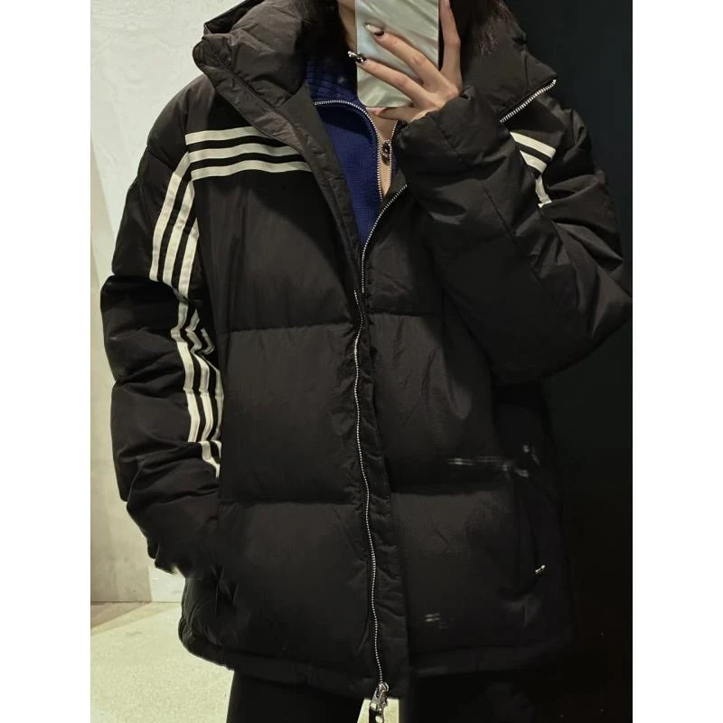 【奥莱内购】冬季男女情侣款加厚三条杠防风外套