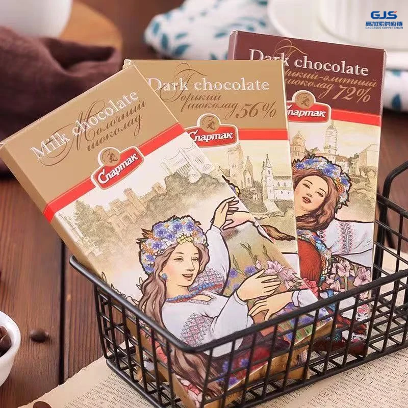 白俄罗斯进口斯巴达克纯可可脂黑巧克力85g/块