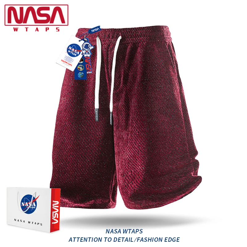 NASA WTAPS夏季美式高街纹理感五分裤男宽松透气百搭运动短裤子潮