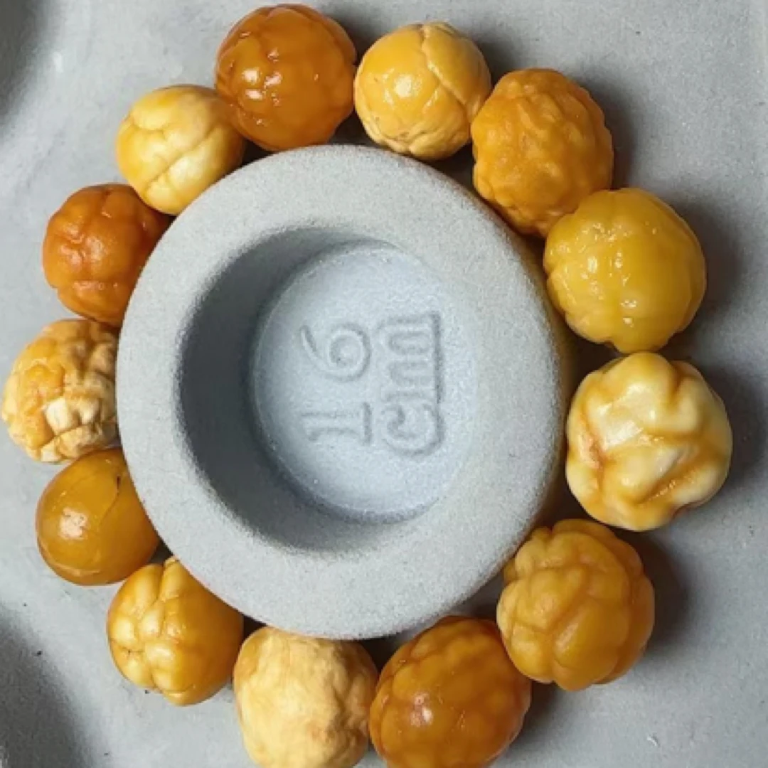 海飘籽脑纹白蜡手串