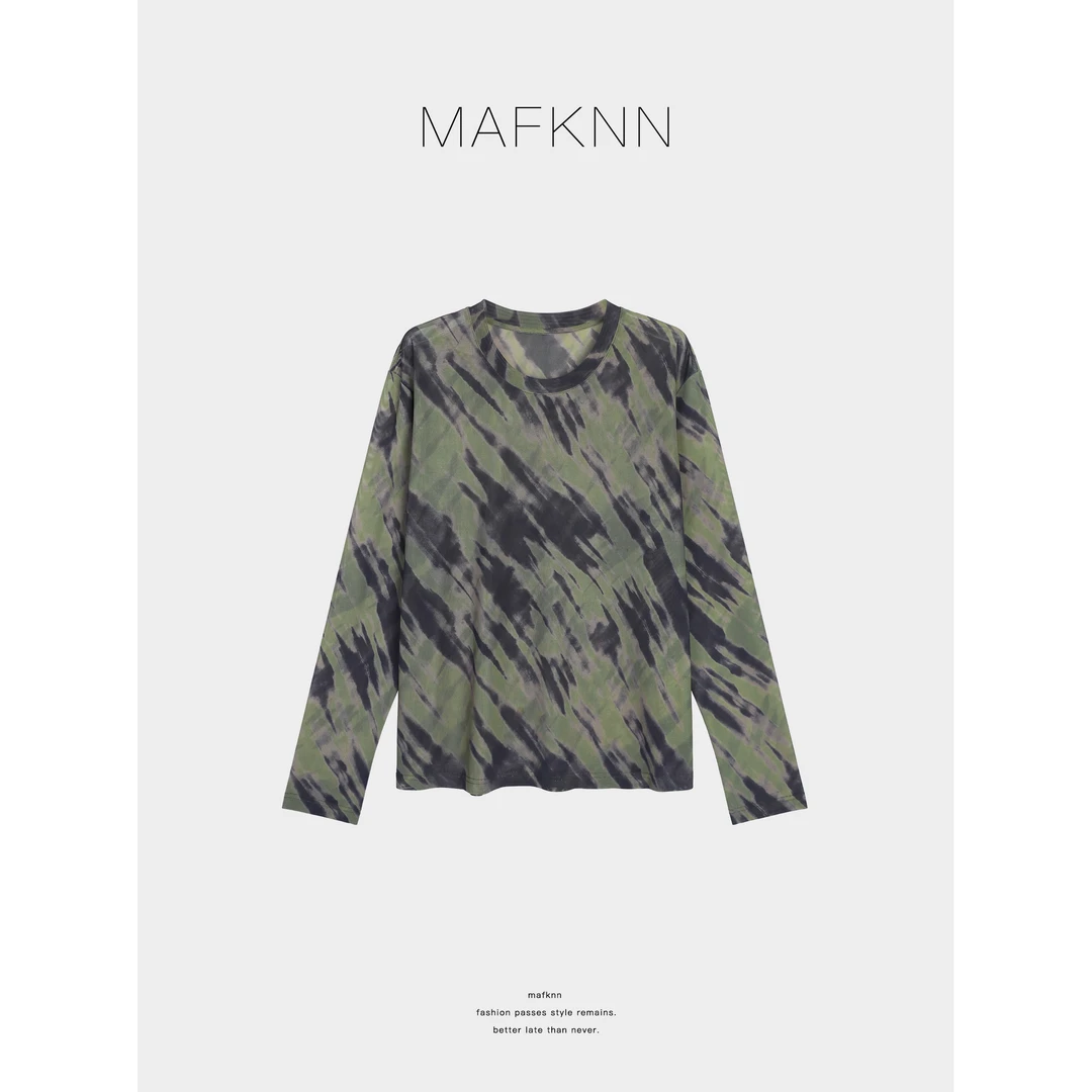 MAFKNN/玛肯时尚休闲简约宽松条纹长袖T恤MK12896